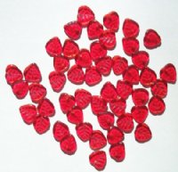 50 9mm Transparent Red Leaf Beads